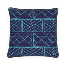 Load image into Gallery viewer, Luminous Light Blue on Navy Little Mountain Chippendale Pillow/Cushion
