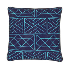 Load image into Gallery viewer, Luminous Light Blue on Navy Little Mountain Chippendale Pillow/Cushion
