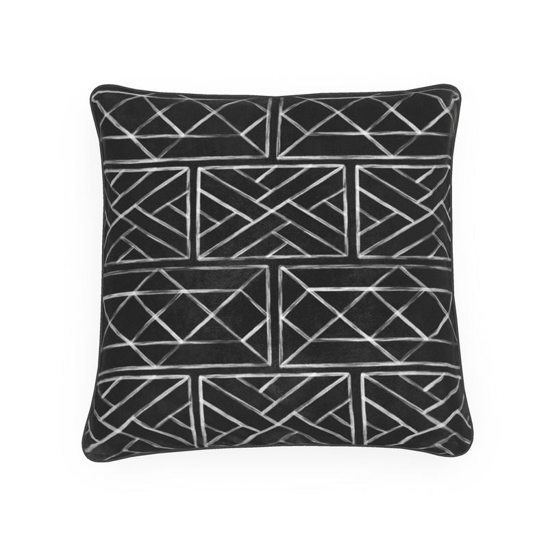 White on Black Chippendale Pillow/Cushion