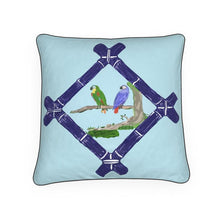 Load image into Gallery viewer, Parrots in Blue Bamboo Pillow/Cushion
