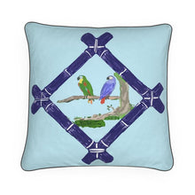 Load image into Gallery viewer, Parrots in Blue Bamboo Pillow/Cushion
