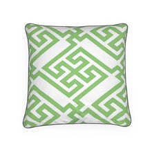 Load image into Gallery viewer, Fretwork in Electric Green Pillow/Cushion
