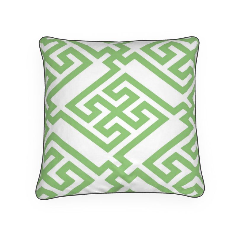 Fretwork in Electric Green Pillow/Cushion