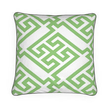 Load image into Gallery viewer, Fretwork in Electric Green Pillow/Cushion
