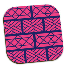 Load image into Gallery viewer, Hot Pink and Navy Chippendale Coasters
