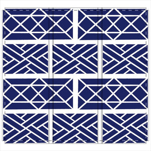 Chippendale Folding Screen in Navy and White