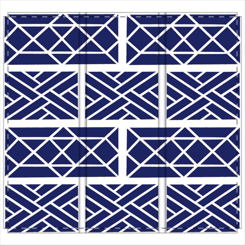 Chippendale Folding Screen in Navy and White