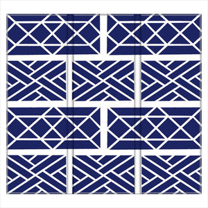 Chippendale Folding Screen in Navy and White