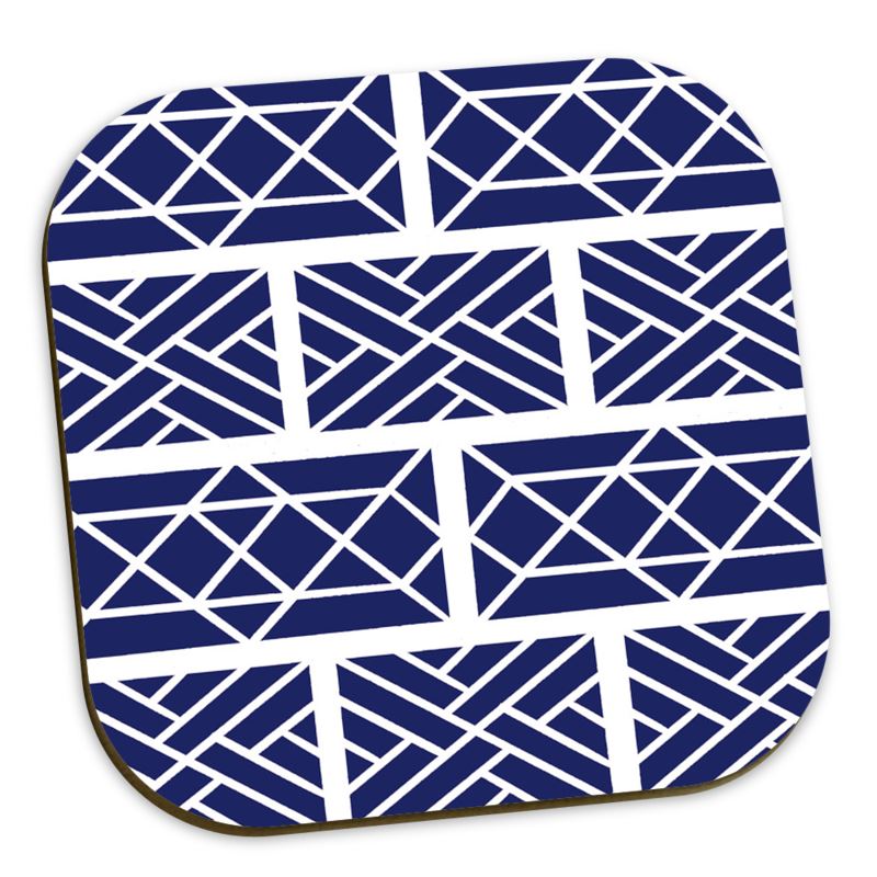 Navy and White Chippendale Coasters