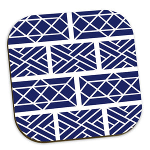Navy and White Chippendale Coasters