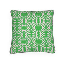 Load image into Gallery viewer, Palm Play Luxury Pillow/Cushion--Green on Light Pink
