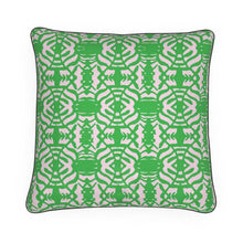 Load image into Gallery viewer, Palm Play Luxury Pillow/Cushion--Green on Light Pink
