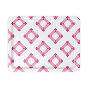 Pink and Pink Bamboo Decorative Tray