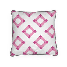 Load image into Gallery viewer, Pink and Pink Bamboo Squares Cushion/Pillow
