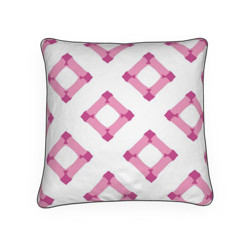 Pink and Pink Bamboo Squares Cushion/Pillow