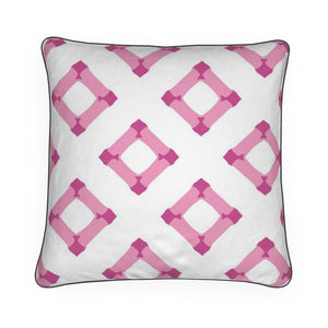 Pink and Pink Bamboo Squares Cushion/Pillow